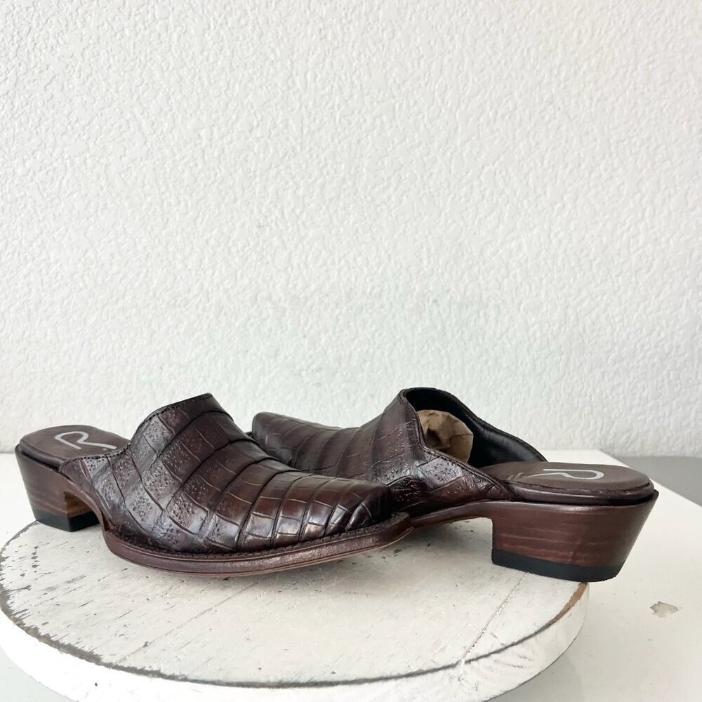 Rod Patrick Womens Mules 6 C Brown Caiman Leather Western Slip On Boots Shoes